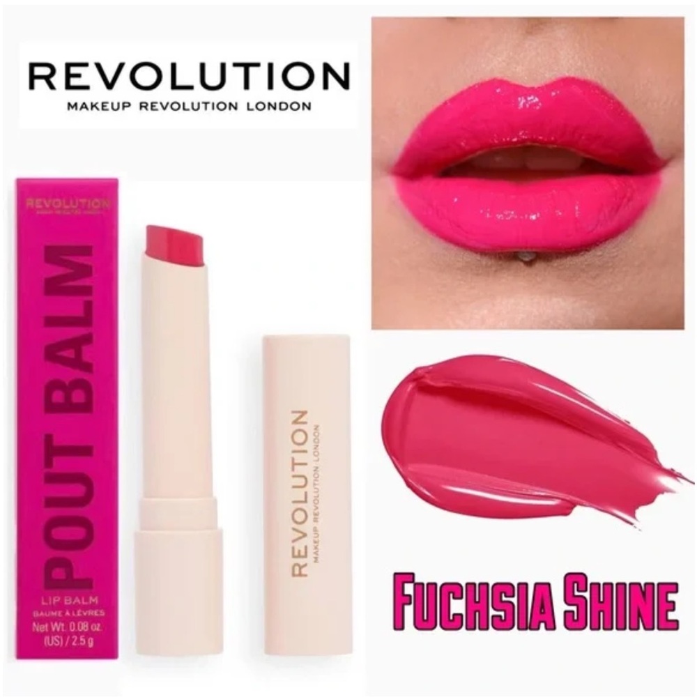 💎 Revolution Makeup Pout Balm Fuchsia Shine New In Box Full-Size
